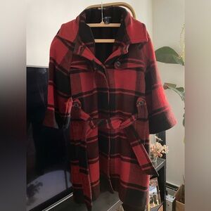 GAP Plaid Red Pea Coat